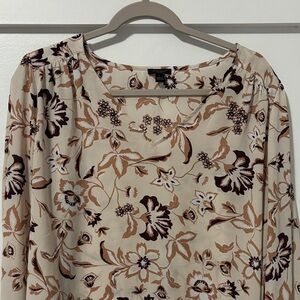 Ann Taylor Factory Floral Blouse in Cream and Brown